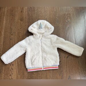 NWT Cream Fuzzy Hooded Jacket